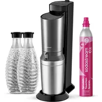Sodastream Crystal 3.0 schwarz + 2 Glaskaraffen + Zylinder