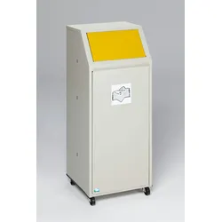 PROREGAL Robuster Wertstoffsammler | für Wertstoffe | Fahrbar | 69 Liter, HxBxT 105x45,5x45,5cm | Verzinkter Stahl | Gelb | Mülleimer Abfalleimer