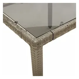 vidaXL Gartentisch mit Glasplatte Grau 150x90x75 cm Poly Rattan