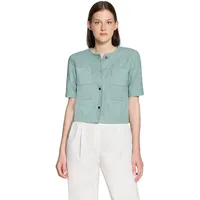 Betty Barclay "Damen langarm", Damen, Gr. 36, grün (aquifer), Jersey, Obermaterial: 40% Polyester, 33% Baumwolle, 15% Viskose, 10% Polyester, 2% Elasthan, gerade hüftlang, Rundhals, Sweatjacken Sweatjacke