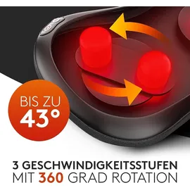 Wellax - Massagekissen mit Wärmefunktion & 360° Drehung - Nackenmassagegerät mit 3 Geschwindigkeiten für Schultern & Rücken - Schwarz