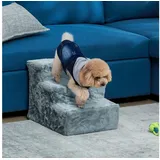 furnicato Hunderampe Haustiertreppe Hellgrau 46L x 35B x 35H cm (1-St), Hundetreppe mit waschbarem Bezug und weichem Plüsch für das Sofa grau