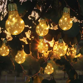 GLOBO LED Solar Lichterkette 570 cm Hanfseil warmweiß