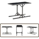 Gartentisch Anthrazit 110x53x72 cm Glas und Poly Rattan - Gartentisch - Esstisch - Terrassenmöbel - Outdoor Möbel - Polyrattan Tisch