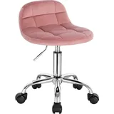 Woltu Bürohocker mit Rollen, mit niedriger Rückenlehne, höhenverstellbar, Samt : Rosa Farbe: Rosa - Rosa