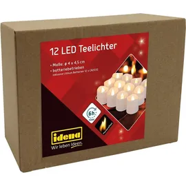 IDENA LED Teelichter 4 cm 12 St. weiß