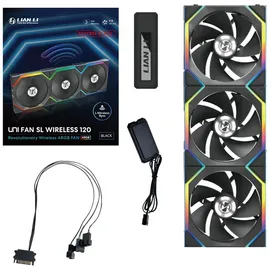 Lian Li Uni Fan SL Wireless 120 ARGB Reverse Blade, schwarz, LED-Steuerung, 120mm, 3er-Pack (12RSL1W3B)