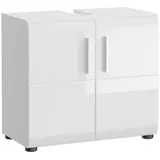 Newroom Waschbeckenunterschrank Weiß Hochglanz Badschrank Modern - 60x54x32 cm (BxHxT) - Standschrank Badezimmermöbel - [Jeffrey.one] Bad Badezimmer Waschküche