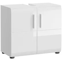 Newroom Waschbeckenunterschrank Weiß Hochglanz Badschrank Modern - 60x54x32 cm (BxHxT) - Standschrank Badezimmermöbel - [Jeffrey.one] Bad Badezimmer Waschküche