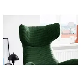 KAWOLA Sessel LOTTE Ohrensessel Cord smaragd