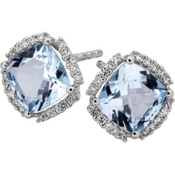 Orolino Ohrringe Gold 585 mit Blautopas (beh.) + 40 Brillanten zus. 0,16ct.