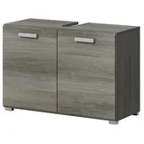 Inn.Furn Waschbeckenunterschrank Grigio (Waschtisch Unterschrank in Rauchsilber grau, 2-türig) Breite 80 cm grau