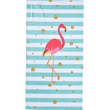 done.® Strandtuch Flamingo, Hamam Frottier (1-St), gestreift & Motiv, mit Reisverschluss-Tasche für Wertgegenstände bunt