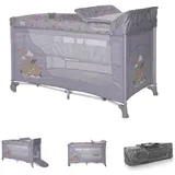 Lorelli Reisebett Moonlight zwei Ebenen, faltbar, Wickelauflage, Matratze, Räder silbergrau
