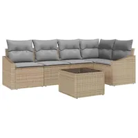 VidaXL 6-tlg. Garten-Essgruppe mit Kissen Schwarz Poly Rattan