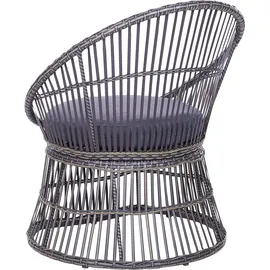 Beliani Balkonset Taupe Rattan 3-teilig 2 Sessel mit Couchtisch Auflagen Dunkelgrau Boho Outdoor Indoor Garten Terrasse Balkon Wohnzimmer Schlafzimmer