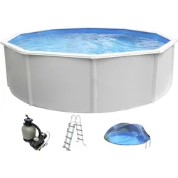 Rundpool KWAD "CABRIO DOME inkl. Abdeckung zur Reduzierung des Pflegeaufwandes", weiß, H:130cm Ø:360cm, Schwimmbecken, 5-tlg., Höhe: 130cm, blaue Innenfolie