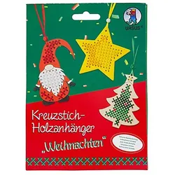Ursus Kreuzstich-Anhänger "Weihnachten", 10 x 9,5 cm, 3 Stück