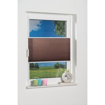 K-HOME Klemmfix-Plissee Palma 40 x 210 cm (B x L) Mokka Lichtschutz +++ Moderne Crushed Optik +++