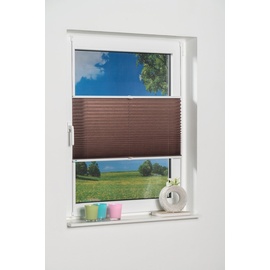 K-HOME Klemmfix-Plissee Palma 40 x 210 cm (B x L) Mokka Lichtschutz +++ Moderne Crushed Optik +++