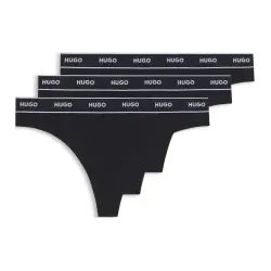 HUGO für Damen. 50469681 Set 3 Schwarz gestreifte Tangas (XXL), Heimtextilien, Baumwolle