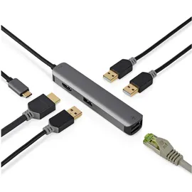 Nedis USB Multi-Port-Adapter USB 3.2 Gen1 5-in-1 - USB-CTM Stecker, HDMITM Buchse, RJ45 3x USB-A Buchse, 5 GBP