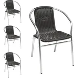 Mojawo 4 Stück Stabiler Aluminuim / Polyrattan Bistrostuhl stapelbar