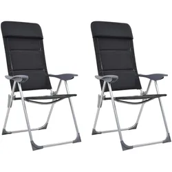 Campingstuhl Set, 2 Stk. Schwarz, 58 x 69 x 111 cm, Aluminium – Flexibel und Robust