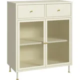 [en.casa] Sideboard Lindau Stahl 97x80x40 cm Cremeweiß