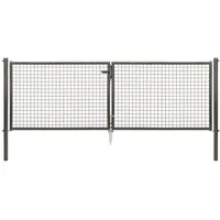 GAH Alberts Wellengitter-Doppeltor für Maschendrahtzäune 1,0 x 1,0 m anthrazit