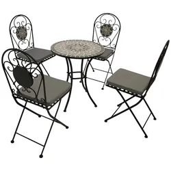 Balkon Bistro Set 3-teilig im Retrostil mit Keramik Mosaik