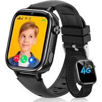 Sanorum 2025 Kinder 4G mit GPS und Telefon, SOS, IP68 wasserdichte Smartwatch (1,83 Zoll, 4G), mit Videoanrufe, Nachrichten, Schulmodus, Wecker, Kamera Schrittzähler schwarz