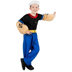 Maskworld Kostüm Popeye Kinderkostüm, Hochwertiges Lizenzkostüm des starken Seemanns aus der klassischen TV blau 110-116