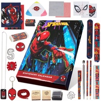 Marvel Adventskalender 2023 Spiderman Avengers Adventskalender Kinder Jungs mit Schulsachen Schlüsselanhänger Spielzeug (Spiderman Mehrfarbig)