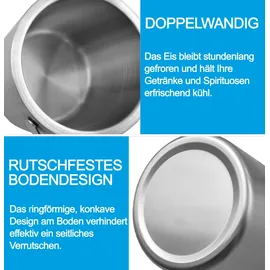 gmgxx Eiswürfelbehälter Edelstahl, mit Doppelwand-Design, Eisbehälter für Eiswürfel Eiskübel mit Deckel & Eisschaufel & Zangen, Tragbar Eiskühler zum Kühlen von Bier Champagner Wein