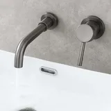 Wandmontierte Waschtischarmatur, Mischbatterie für Warm- und Kaltwasser, auslaufsicher, schnelle und einfache Montage – Grau