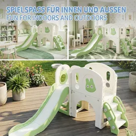 joyz Spielturm mit Rutsche und Basketballkorb Hellgrün Kunststoff