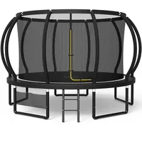 Devoko Trampolin Outdoor Ø 228/305/366/427 cm, GS-Zertifikat, Kindertrampolin Gartentrampolin mit Sicherheitsnetz, Rundes Riesentrampolin mit Leiter und Schuhbeutel