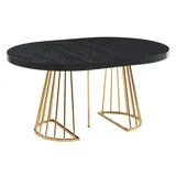 vente-unique Esstisch ausziehbar - 2 bis 12 Personen - MDF & Stahl - Schwarz & Goldfarben - FIRELA