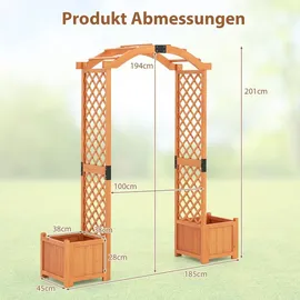 Costway Rosenbogen Metall 206 x 53 cm Schwarz