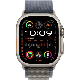 Apple Watch Ultra 2 GPS + Cellular 49 mm Titangehäuse natur,, Alpine Loop blau M/L