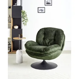 Beliani Drehsessel Nolvik Samtstoff 82 x 85 x 82 cm Dunkelgrün
