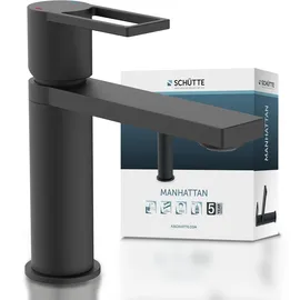 Schütte Waschtischarmatur MANHATTAN Wasserhahn Bad mit Ablaufgarnitur, Pop Up Abflussstopfen, Mischbatterie Waschbecken, Schwarz