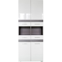 trendteam smart living - Hochschrank Schrank - Badezimmer - Set One - Aufbaumaß (BxHxT) 73 x 182 x 31 cm - Farbe Weiß mit Sardegna Rauchsilber - 133610503