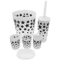 1a-Handelsagentur WC-Garnitur Badezimmer-Set Toilettenbürste Seifenspender Zahnputzbecher, variante:Sterne