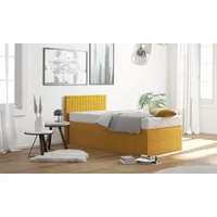 Westfalia Schlafkomfort Boxspringbett, gelb (sonnengelb), B:135cm L:210cm, Bezug: 100%