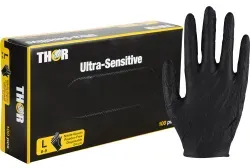 ABENA® Thor Ultra Sensitive Nitrilhandschuhe, puderfrei, schwarz 1999912247 , 1 Packung = 100 Stück, Größe L