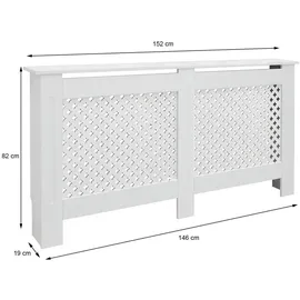 ECD Germany Heizkörperverkleidung Wabenmuster 152x19x82 cm Weiß