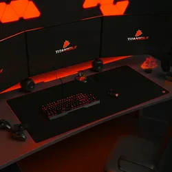 Titanwolf Gaming Mauspad, XXXL Speed Mousepad 1200 x 600 mm, Geschwindigkeit & Präzision, Symbol Red