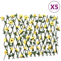 vidaXL Rankgitter mit Künstlichem Efeu 180 x 60 cm Gelb Kunststoff 5 St.